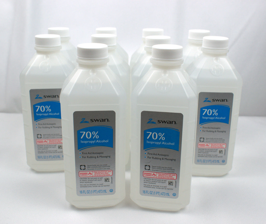 Swan 70% Isopropyl Alcohol 16 oz — Antiseptic & Disinfectant (Pack of 10)